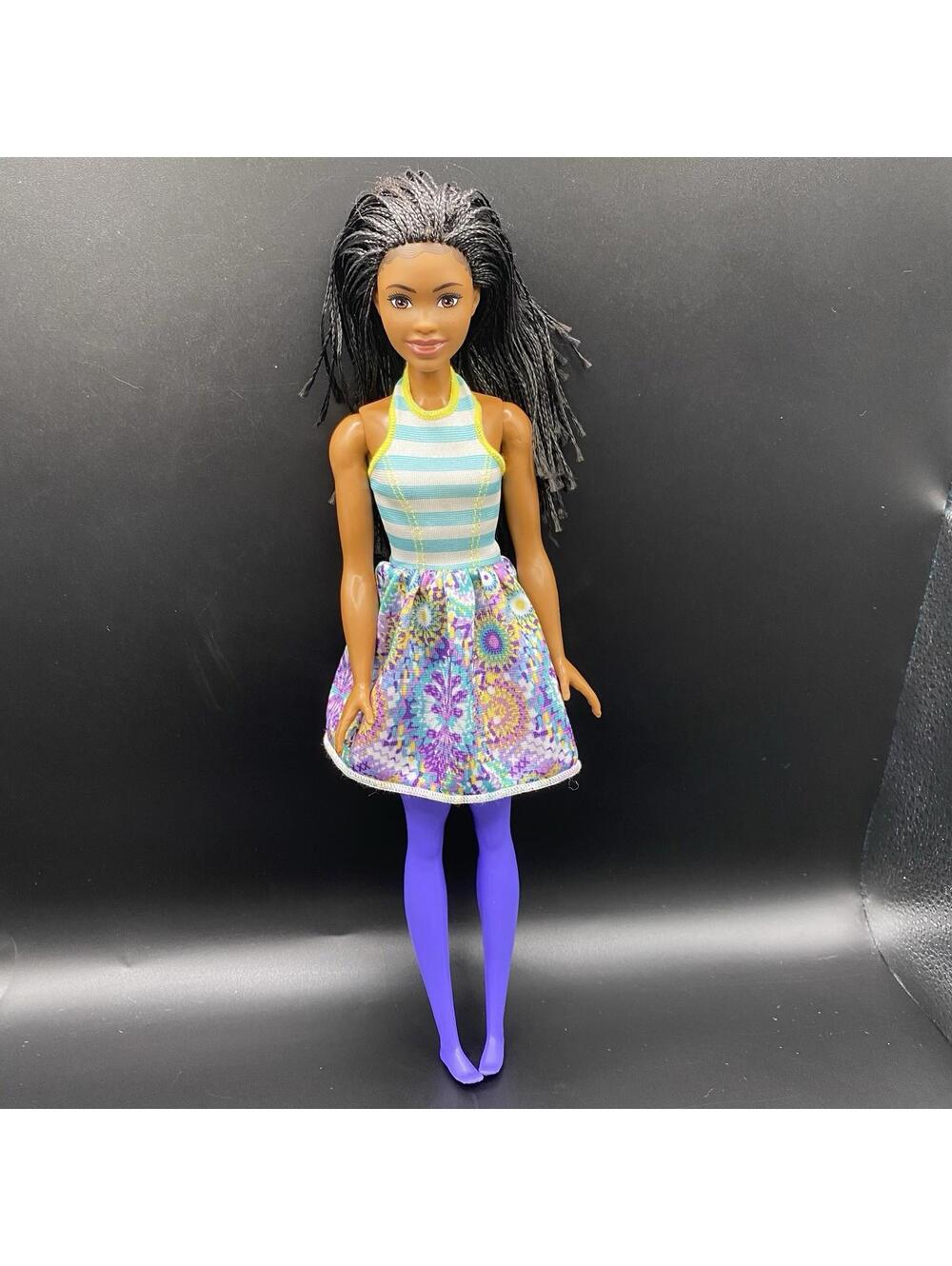Mattel Barbie Brooklyn, Life In The City  Doll. Purple Legs, Halter Dress #HGX56
